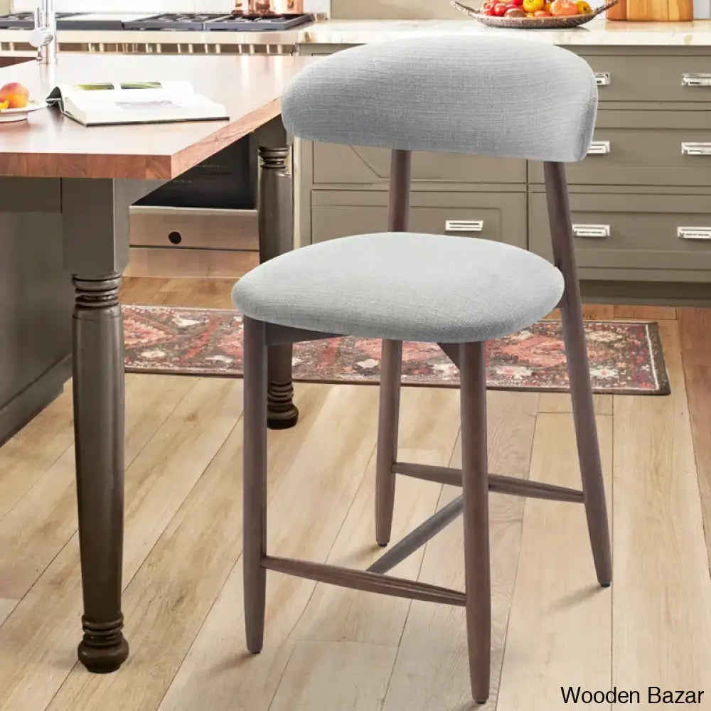 Geor Swivel Upholstered 25’’ Counter And Bar Stool With Solid Wood Frame Light Gray / 1