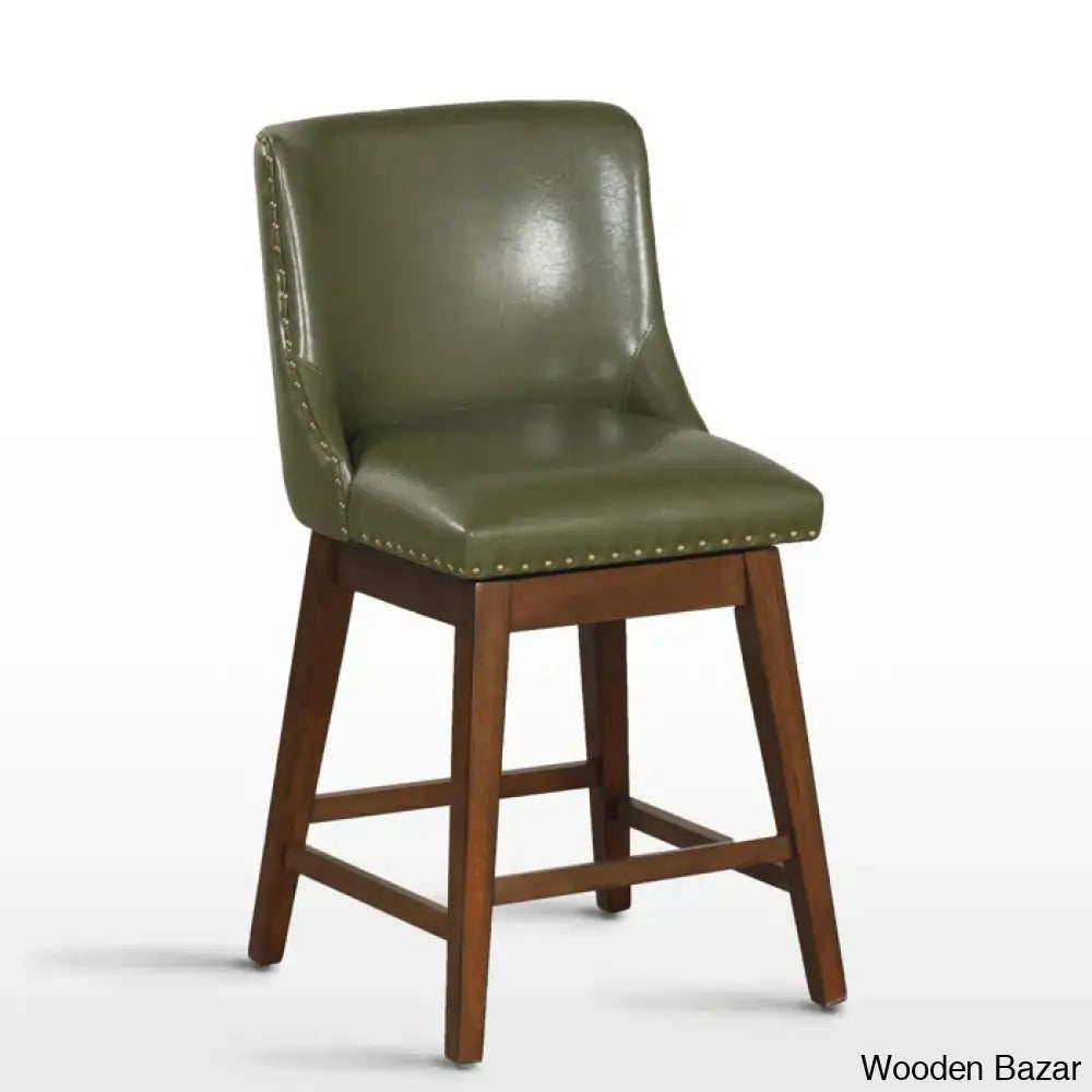 Georg 26’’ Swivel Upholstered Counter Stool (Set Of 2) Green / 1 Piece