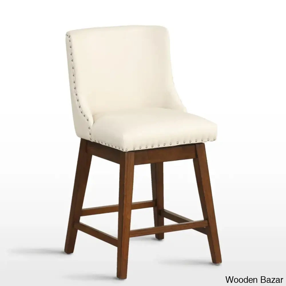 Georg 26’’ Swivel Upholstered Counter Stool (Set Of 2) Ivory / 1 Piece