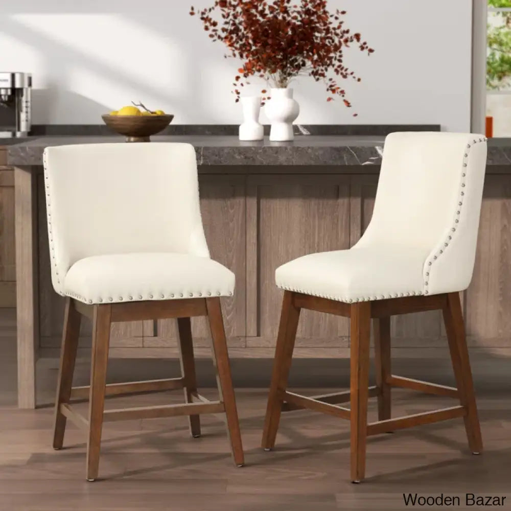 Georg 26’’ Swivel Upholstered Counter Stool (Set Of 2) Ivory / 2 Piece