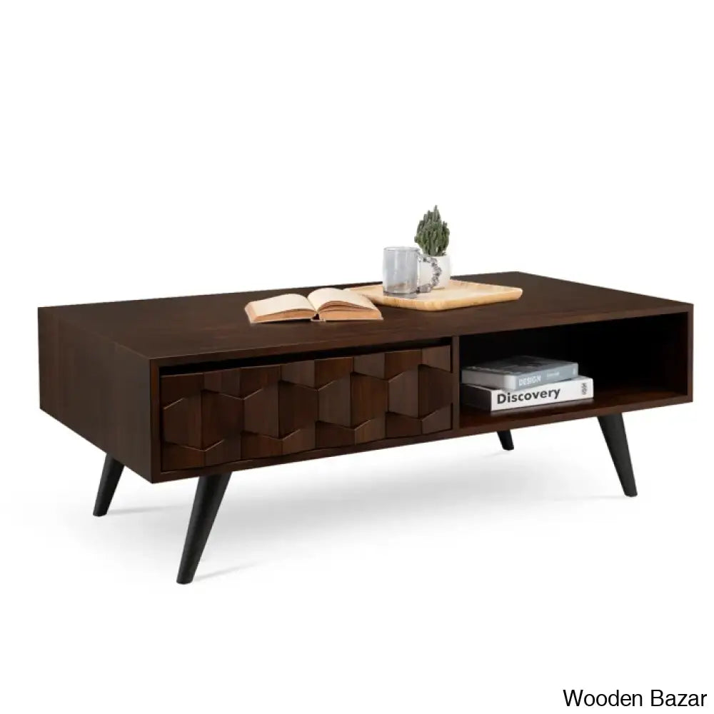 Georgina Solid Wood 4 Legs Coffee And Center Table With Storage