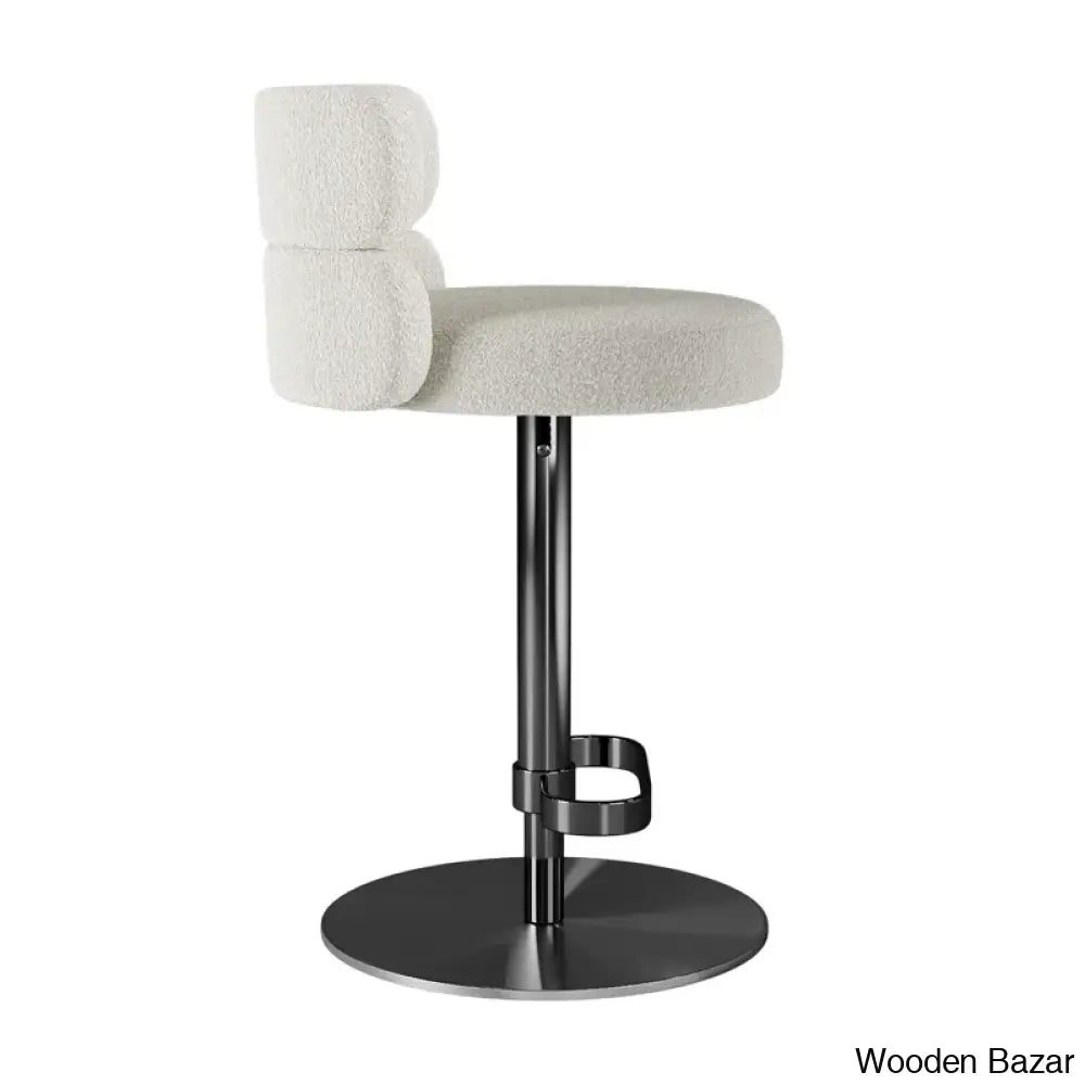 Giacamoy Adjustable Height Swivel Velvet Counter And Bar Stool In Stainless Steel - Modern Design