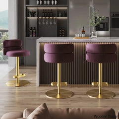 Giacamoy Adjustable Height Swivel Velvet Counter And Bar Stool In Stainless Steel - Modern Design