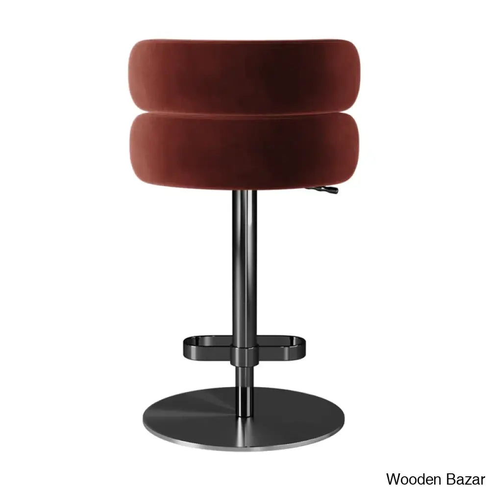 Giacamoy Adjustable Height Swivel Velvet Counter And Bar Stool In Stainless Steel - Modern Design