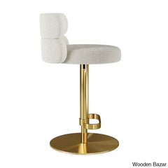 Giacamoy Adjustable Height Swivel Velvet Counter And Bar Stool In Stainless Steel - Modern Design