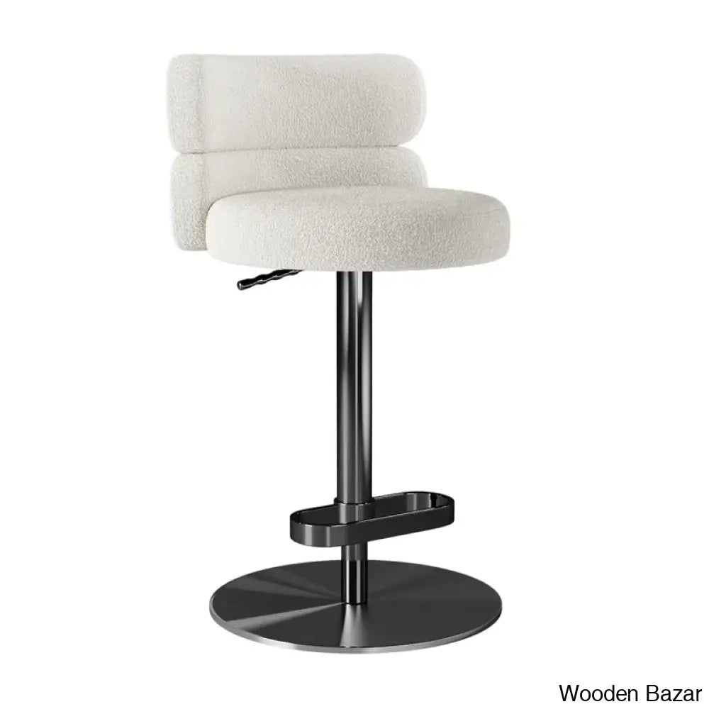 Giacamoy Adjustable Height Swivel Velvet Counter And Bar Stool In Stainless Steel - Modern Design