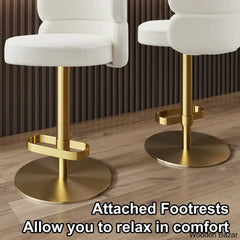 Giacamoy Adjustable Height Swivel Velvet Counter And Bar Stool In Stainless Steel - Modern Design