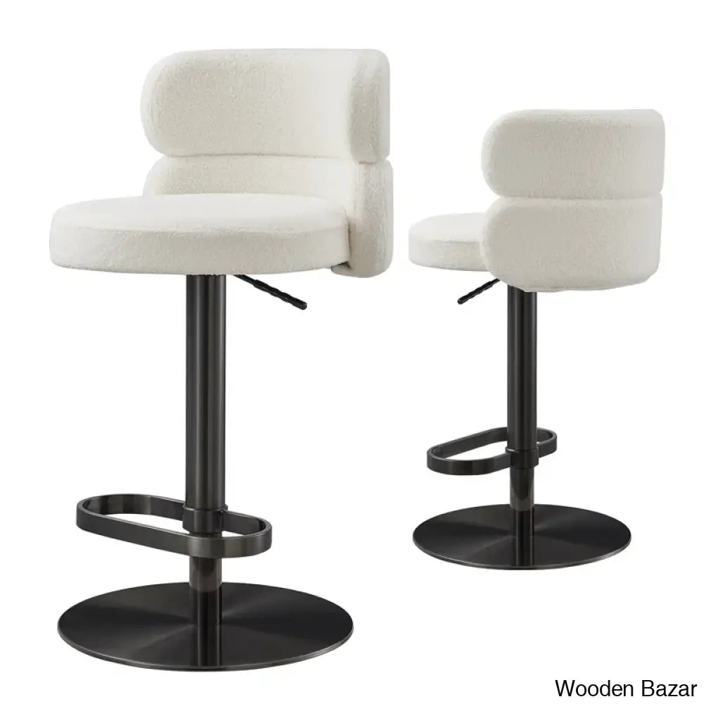 Giacamoy Adjustable Height Swivel Velvet Counter And Bar Stool In Stainless Steel - Modern Design