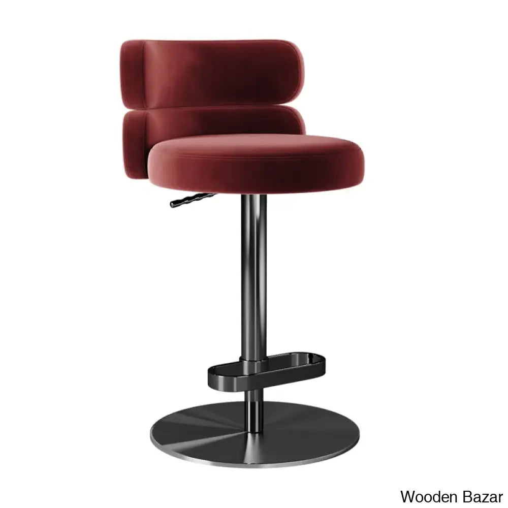 Giacamoy Adjustable Height Swivel Velvet Counter And Bar Stool In Stainless Steel - Modern Design