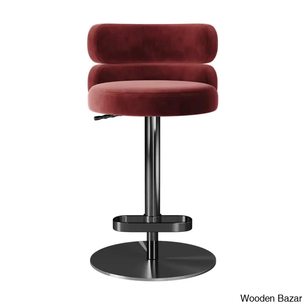 Giacamoy Adjustable Height Swivel Velvet Counter And Bar Stool In Stainless Steel - Modern Design