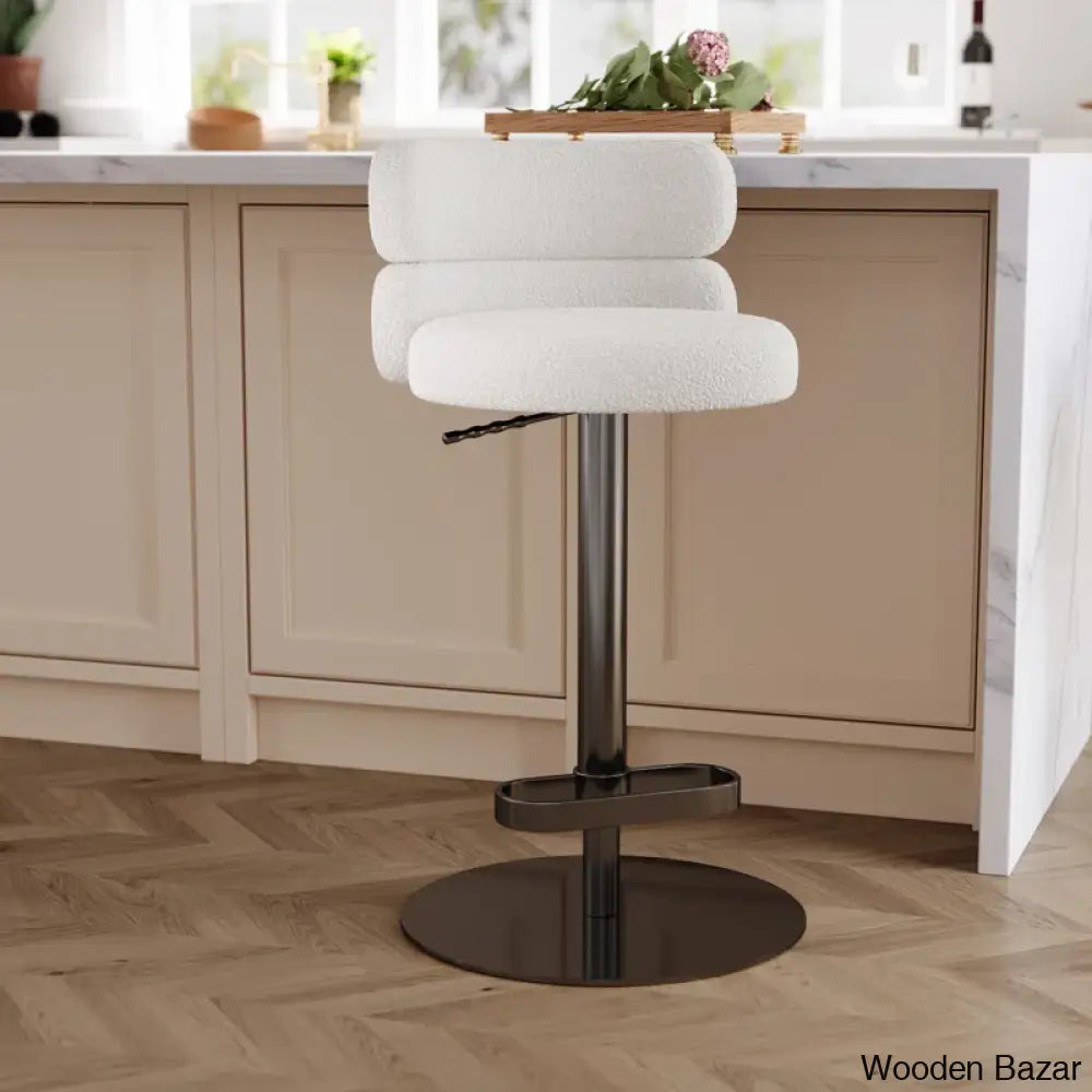 Giacamoy Adjustable Height Swivel Velvet Counter And Bar Stool In Stainless Steel - Modern Design