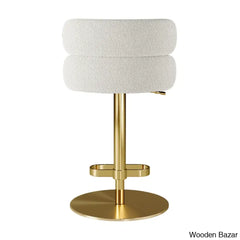 Giacamoy Adjustable Height Swivel Velvet Counter And Bar Stool In Stainless Steel - Modern Design
