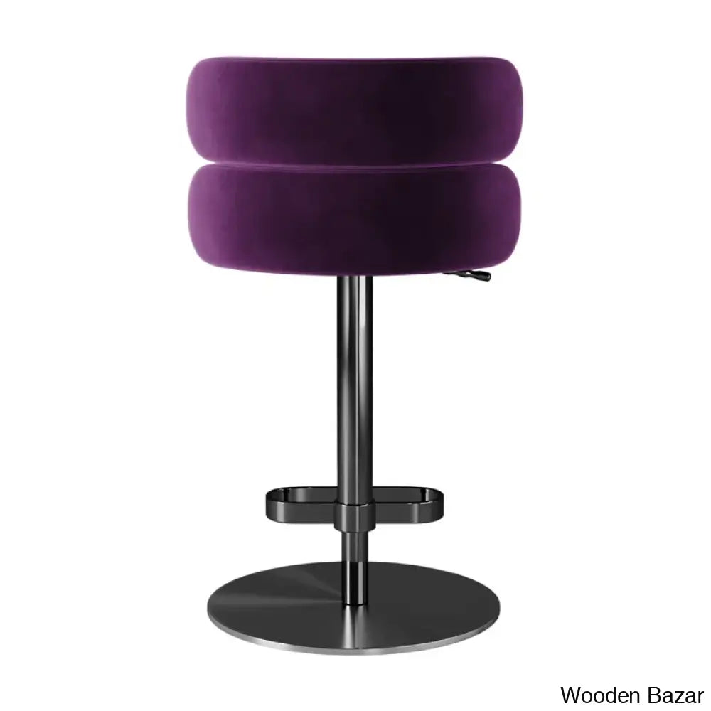 Giacamoy Adjustable Height Swivel Velvet Counter And Bar Stool In Stainless Steel - Modern Design