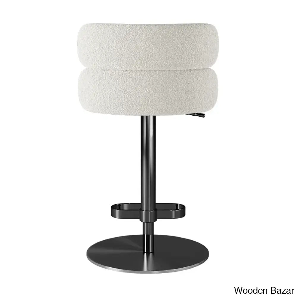 Giacamoy Adjustable Height Swivel Velvet Counter And Bar Stool In Stainless Steel - Modern Design