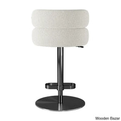 Giacamoy Adjustable Height Swivel Velvet Counter And Bar Stool In Stainless Steel - Modern Design
