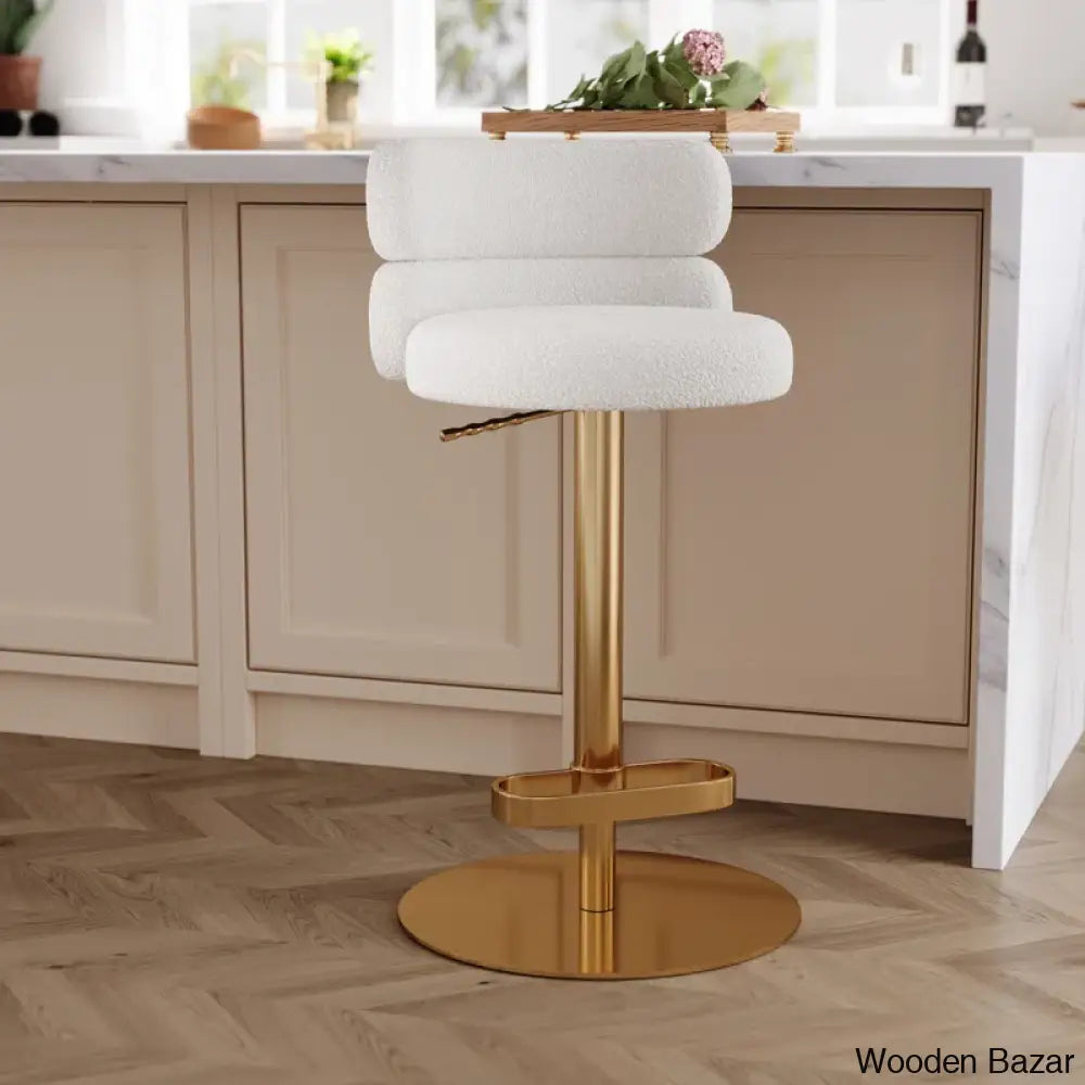 Giacamoy Adjustable Height Swivel Velvet Counter And Bar Stool In Stainless Steel - Modern Design