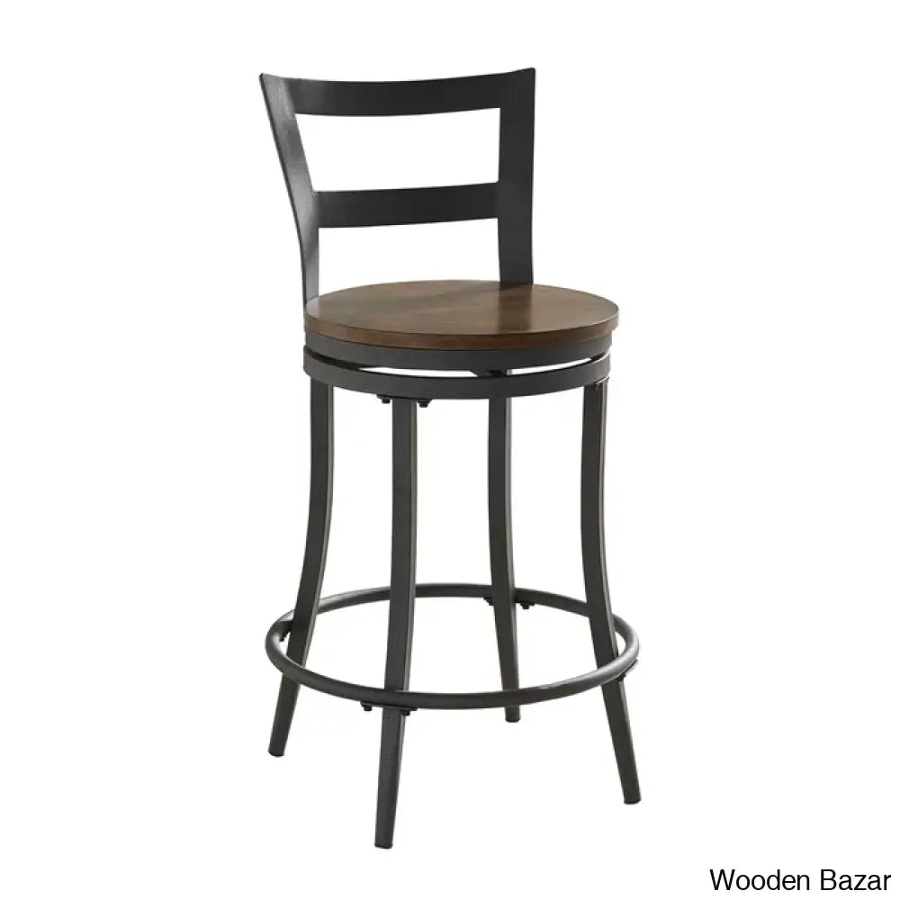 Gianaz Swivel 24’’ Counter And Bar Stool With Metal Frame (Set Of 2)