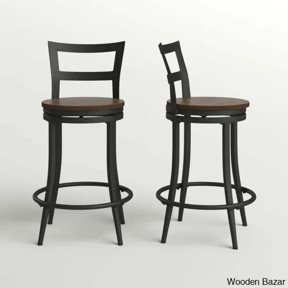 Gianaz Swivel 24’’ Counter And Bar Stool With Metal Frame (Set Of 2)