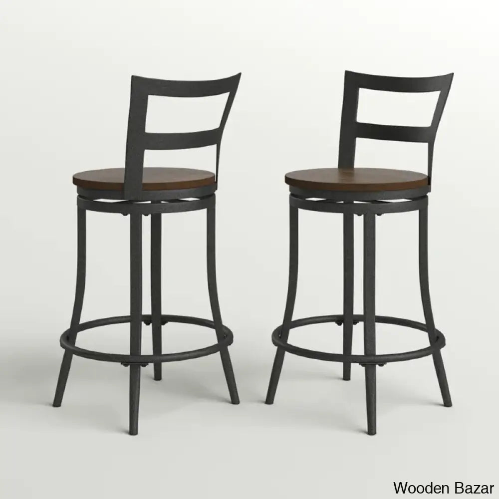 Gianaz Swivel 24’’ Counter And Bar Stool With Metal Frame (Set Of 2)