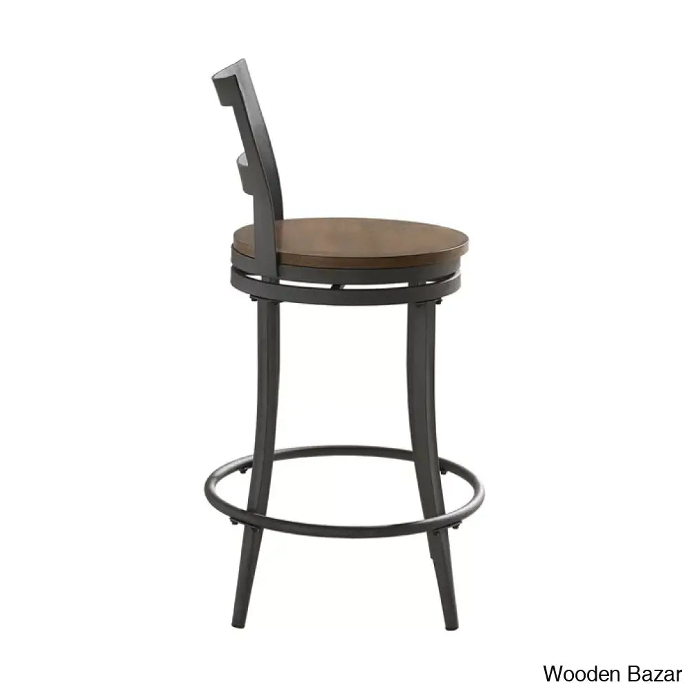 Gianaz Swivel 24’’ Counter And Bar Stool With Metal Frame (Set Of 2)