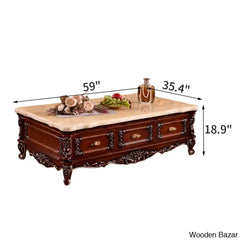 Gigi European Marble Solid Wood Coffee And Center Table