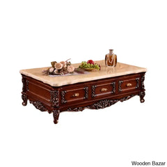 Gigi European Marble Solid Wood Coffee And Center Table