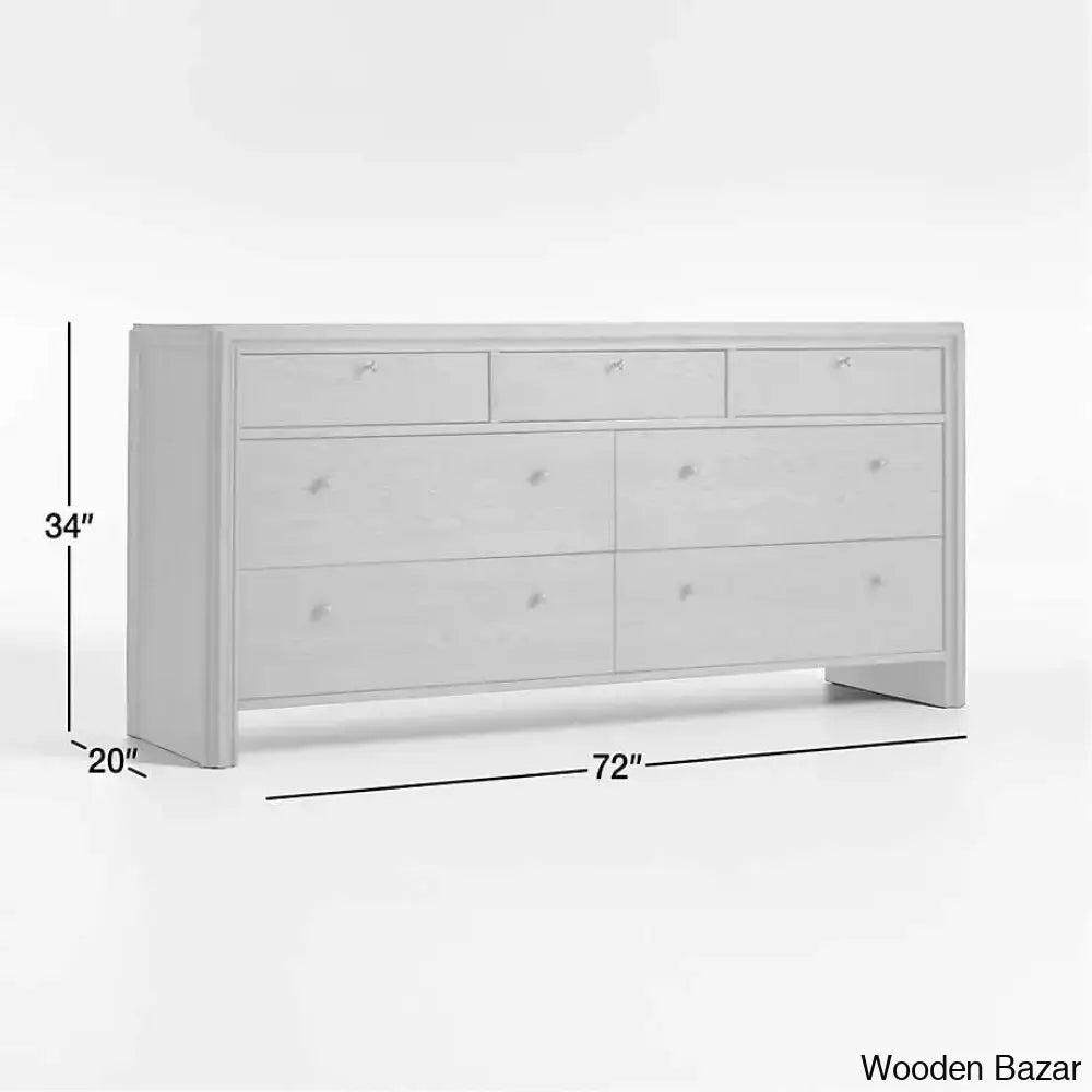 Giselle Elegant Efficiency Solid Wood Caldwell Barley 7-Drawer Chest