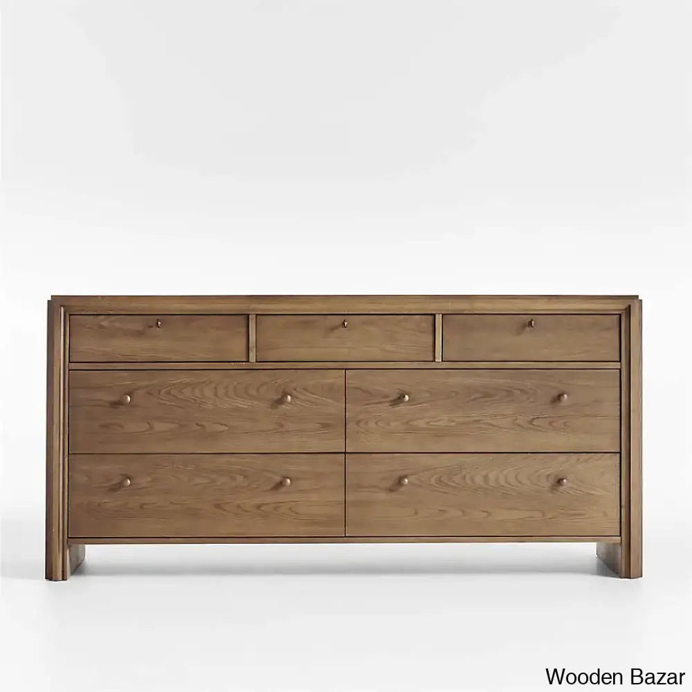 Giselle Elegant Efficiency Solid Wood Caldwell Barley 7-Drawer Chest