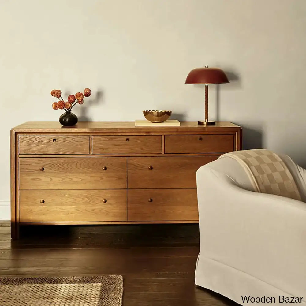 Giselle Elegant Efficiency Solid Wood Caldwell Barley 7-Drawer Chest