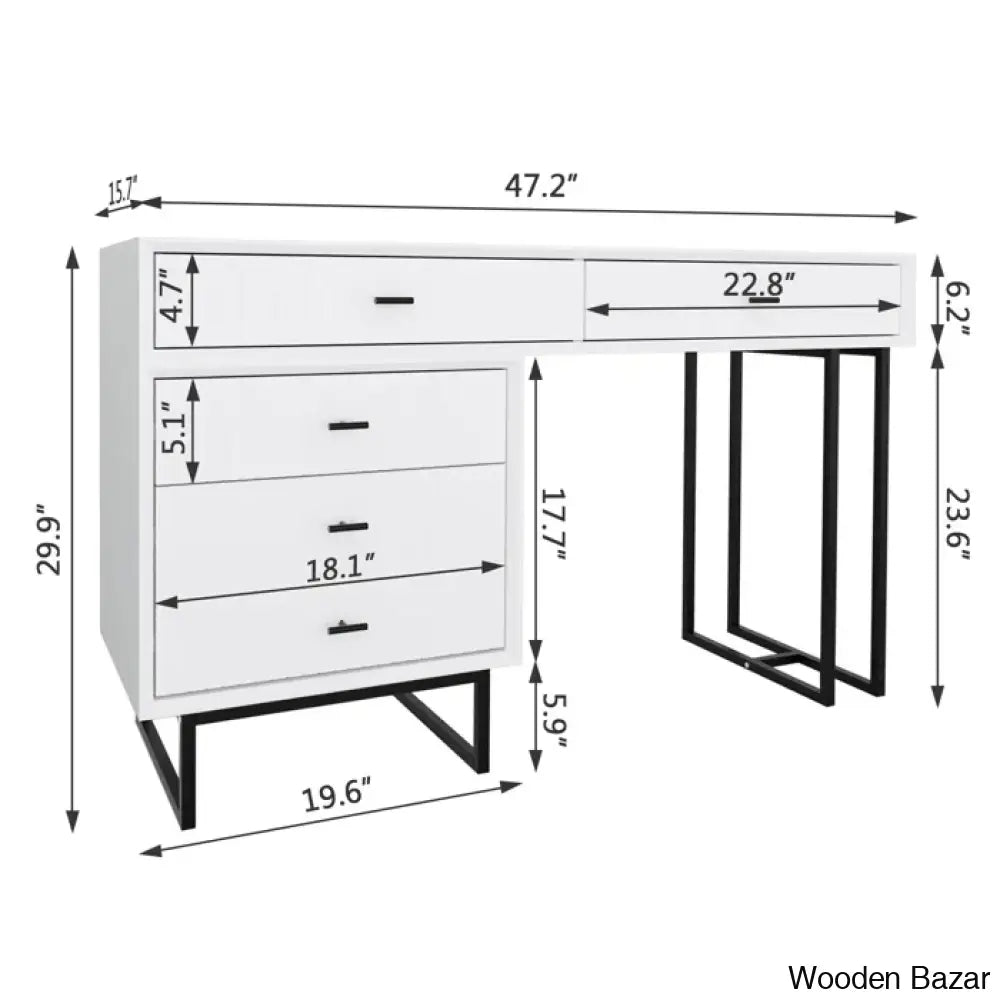 Dressing Table with Gol Mirror-8