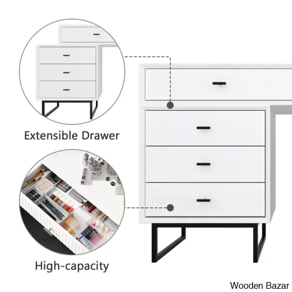 Dressing Table with Gol Mirror-6