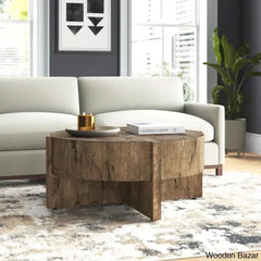 Glendo Cross Legs Coffee Table And Center Table Rustic Oak Veneer