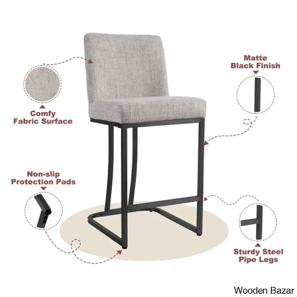 Glendoz Swivel Upholstered 24’’ Counter And Bar Stool With Metal Frame (Set Of 2)