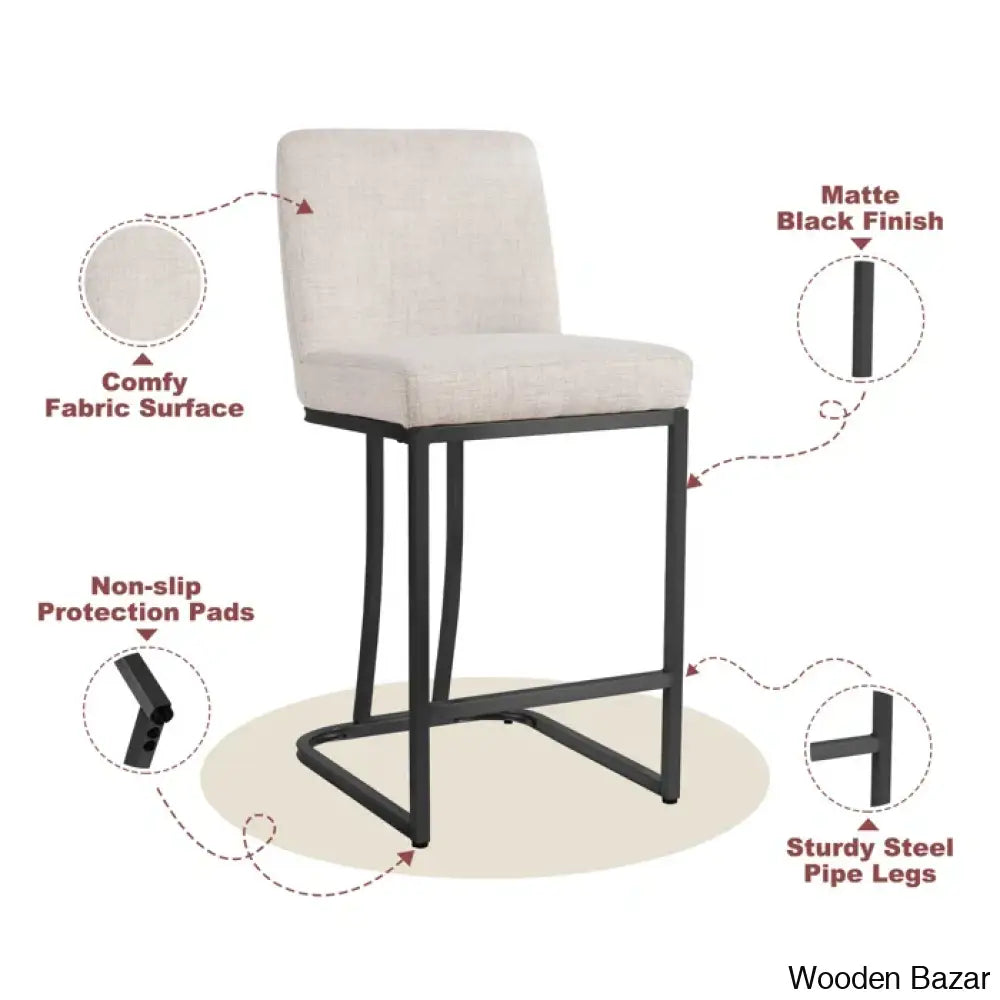 Glendoz Swivel Upholstered 24’’ Counter And Bar Stool With Metal Frame (Set Of 2)