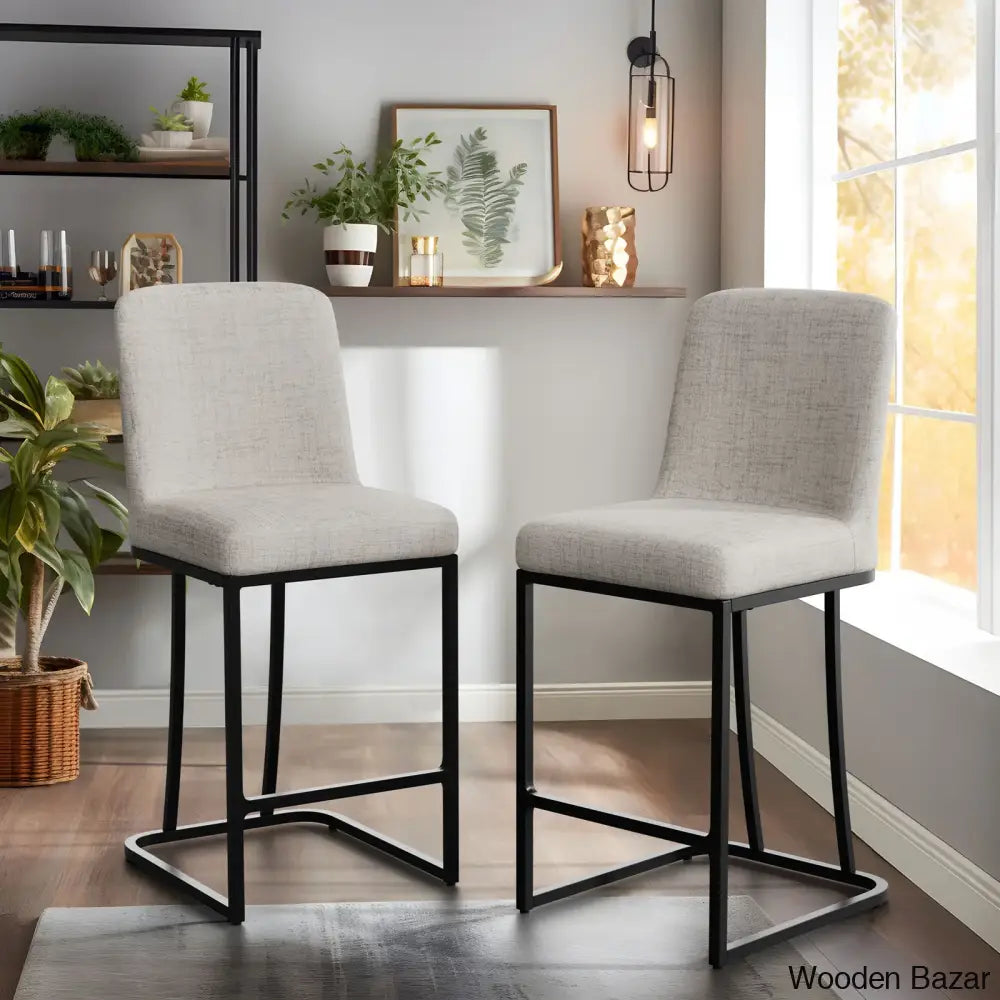 Glendoz Swivel Upholstered 24’’ Counter And Bar Stool With Metal Frame (Set Of 2)