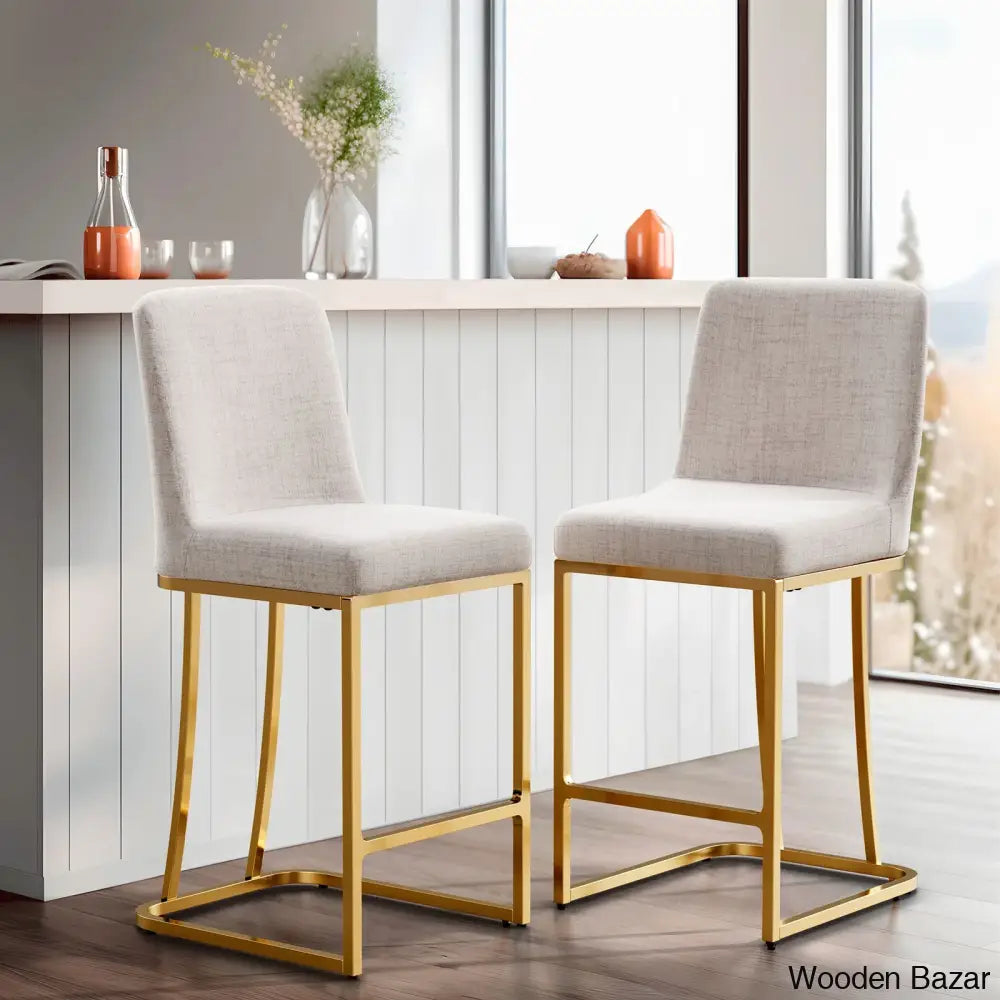 Glendoz Swivel Upholstered 24’’ Counter And Bar Stool With Metal Frame (Set Of 2)