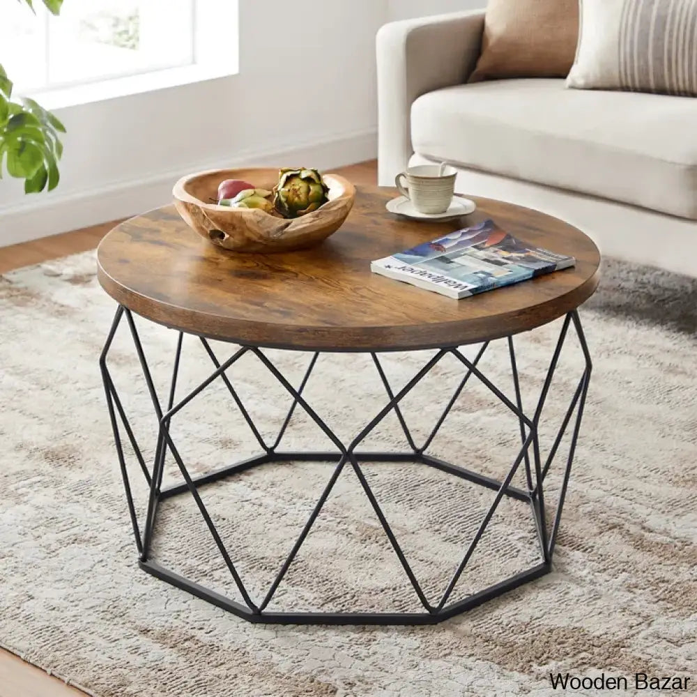 Glennis Modern Coffee And Center Table - Wooden Bazar Rustic Brown