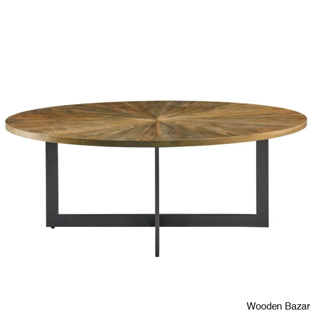 Glidewells Wood Veneer Oval Coffee And Center Table With Metal Legs