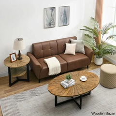 Glidewells Wood Veneer Oval Coffee And Center Table With Metal Legs