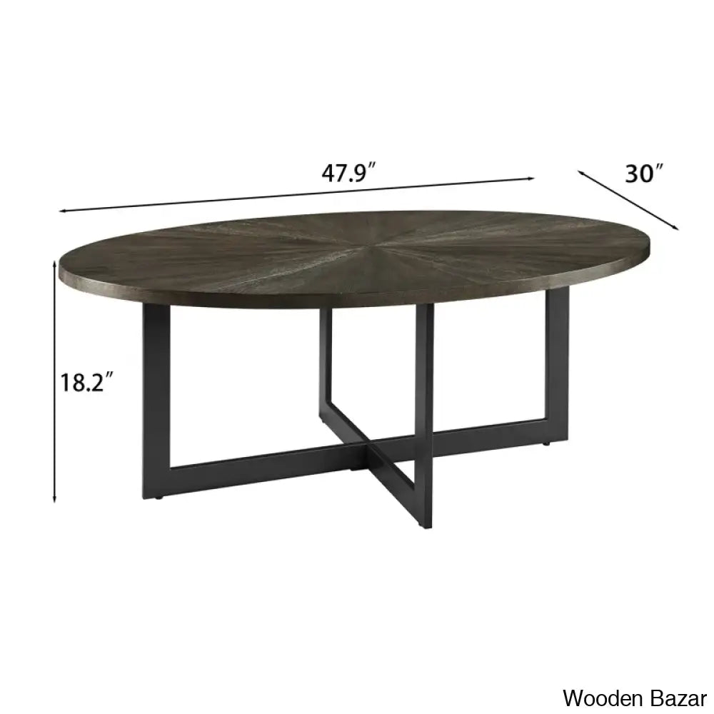 Glidewells Wood Veneer Oval Coffee And Center Table With Metal Legs