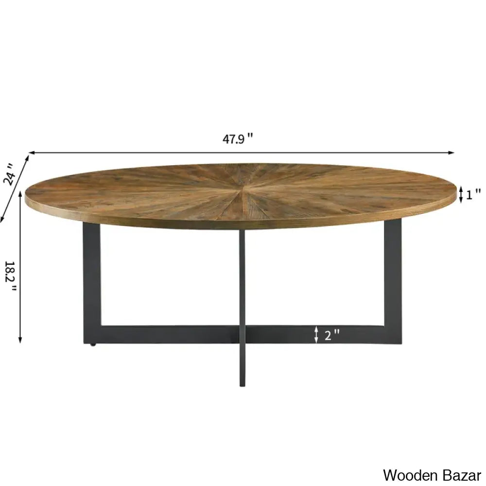 Glidewells Wood Veneer Oval Coffee And Center Table With Metal Legs