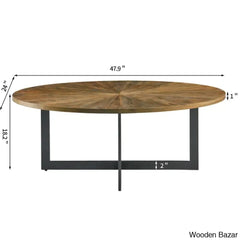Glidewells Wood Veneer Oval Coffee And Center Table With Metal Legs