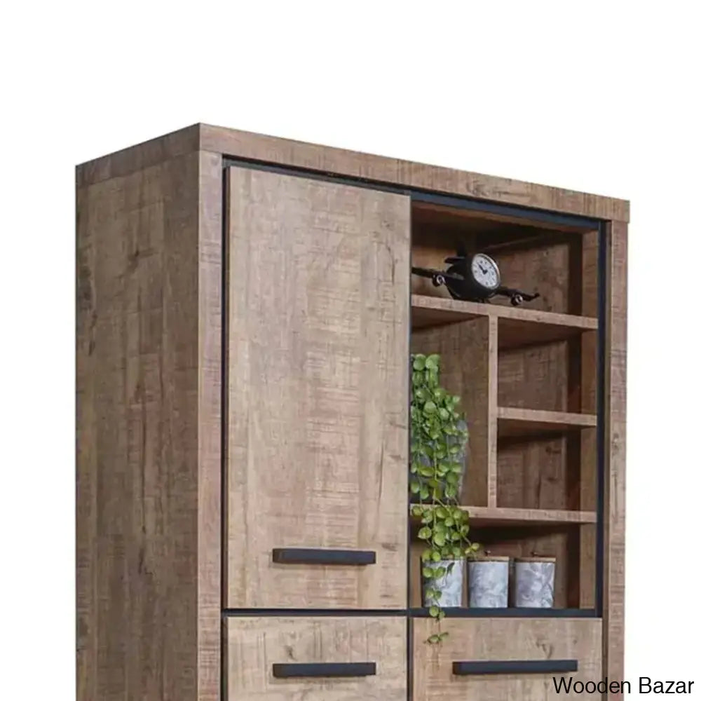 Gomer Innovative Design Solid Wood Vibes Storage Cabinet - Wooden Bazar