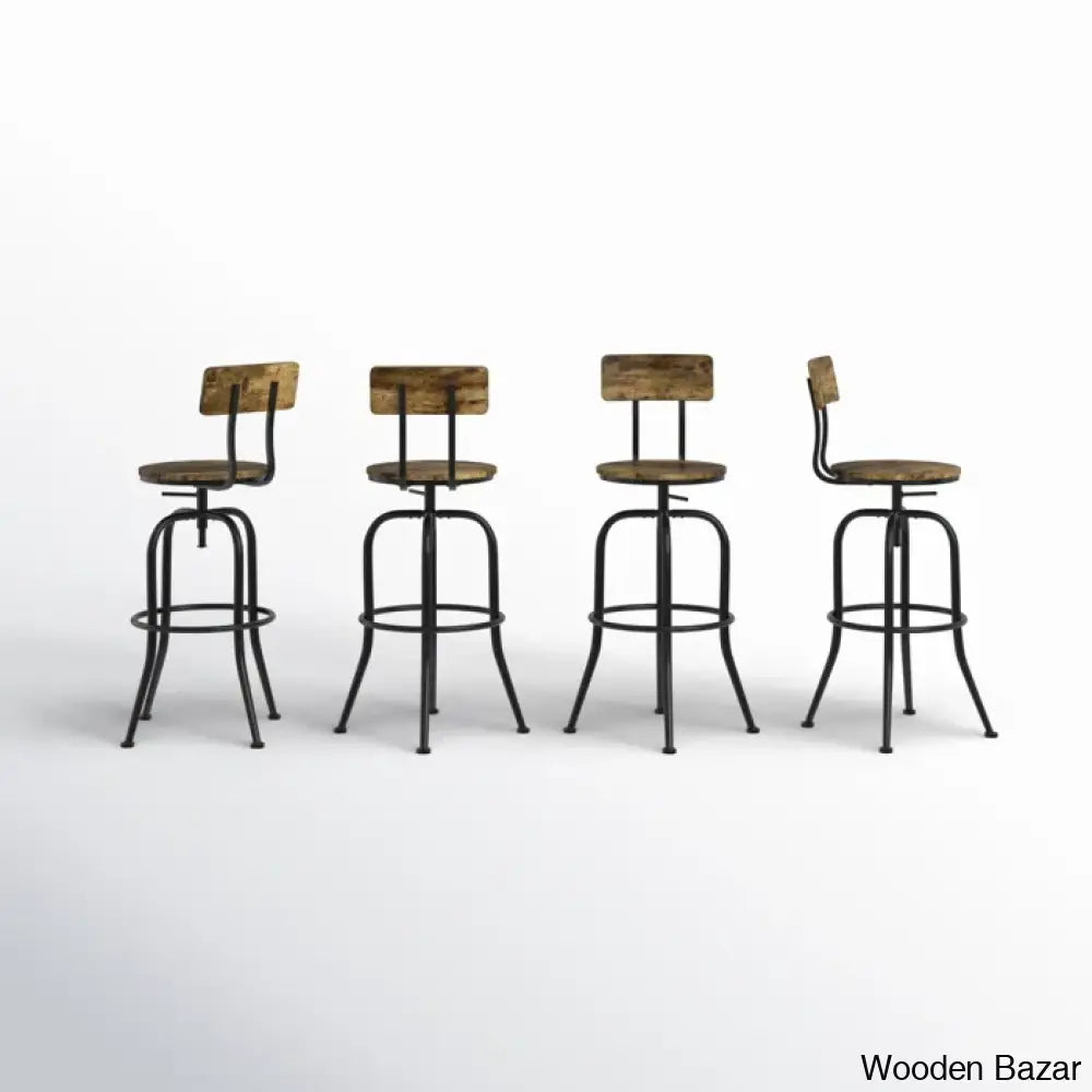 Grafa Swivel Adjustable Height Counter And Bar Stool With Metal Frame (Set Of 4)