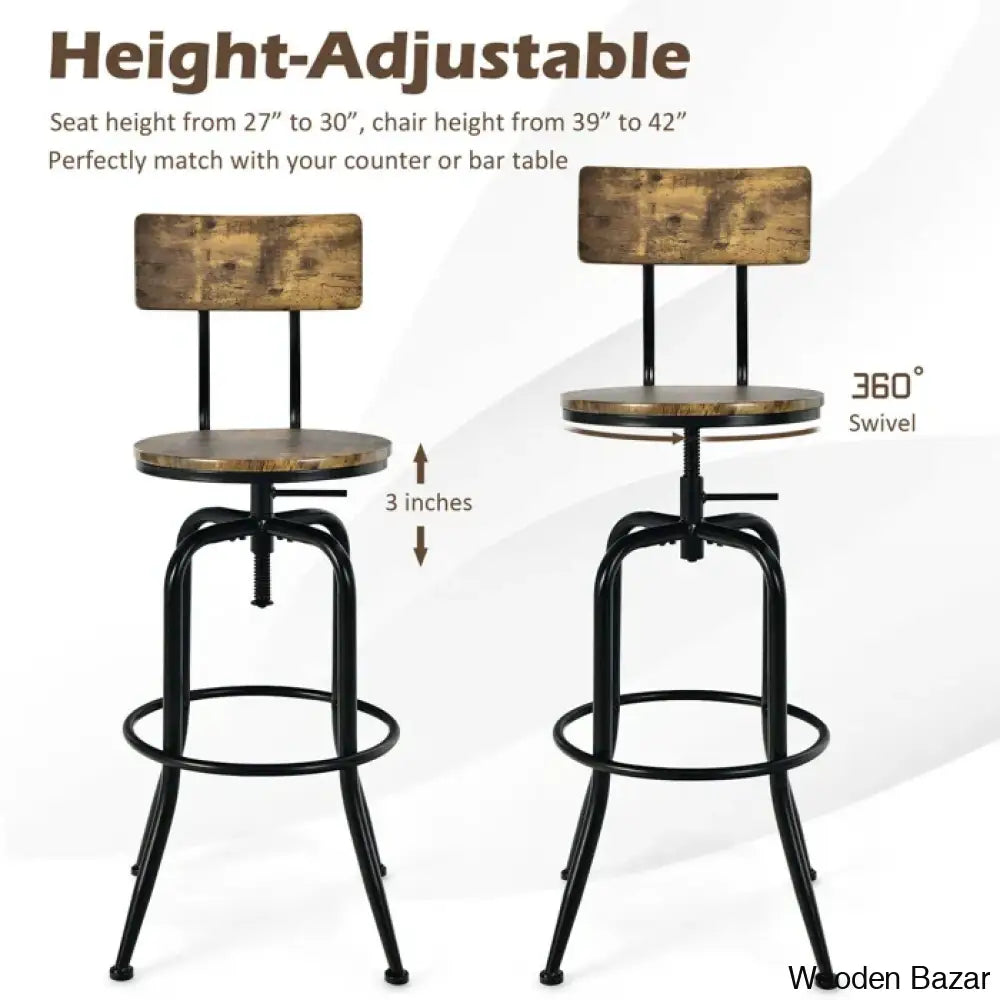 Grafa Swivel Adjustable Height Counter And Bar Stool With Metal Frame (Set Of 4)