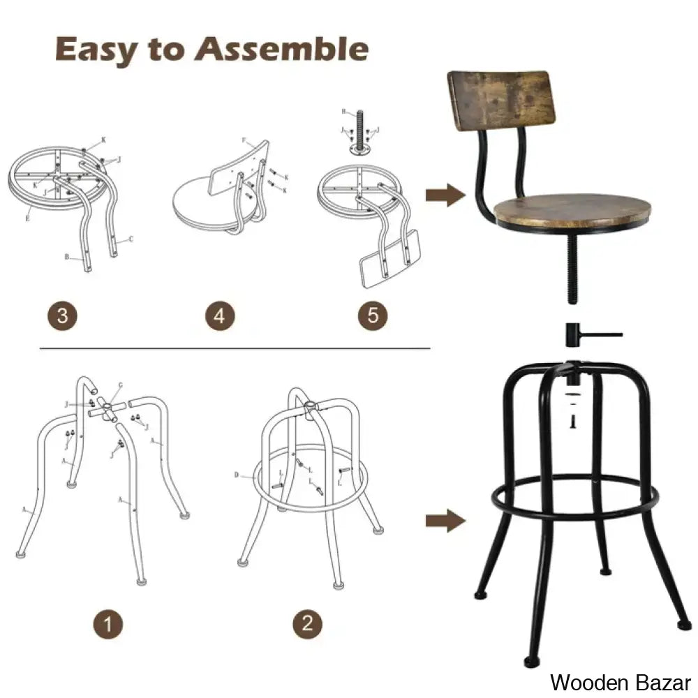 Grafa Swivel Adjustable Height Counter And Bar Stool With Metal Frame (Set Of 4)