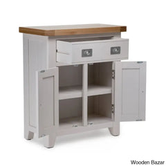 Granded Solid Wood Small Cabinet With 2 Door 1 Drawer - Wooden Bazar