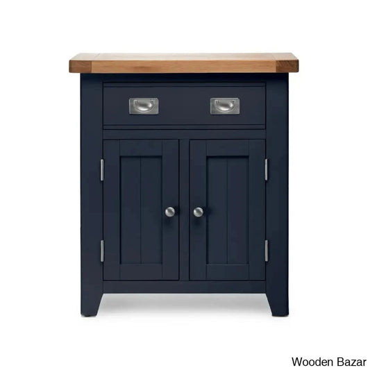 Granded Solid Wood Small Cabinet With 2 Door 1 Drawer - Wooden Bazar Blue