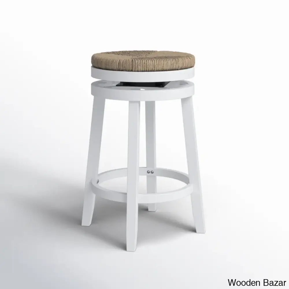 Granvillev Swivel Solid Wood Woven Seat Bar & Counter Stool