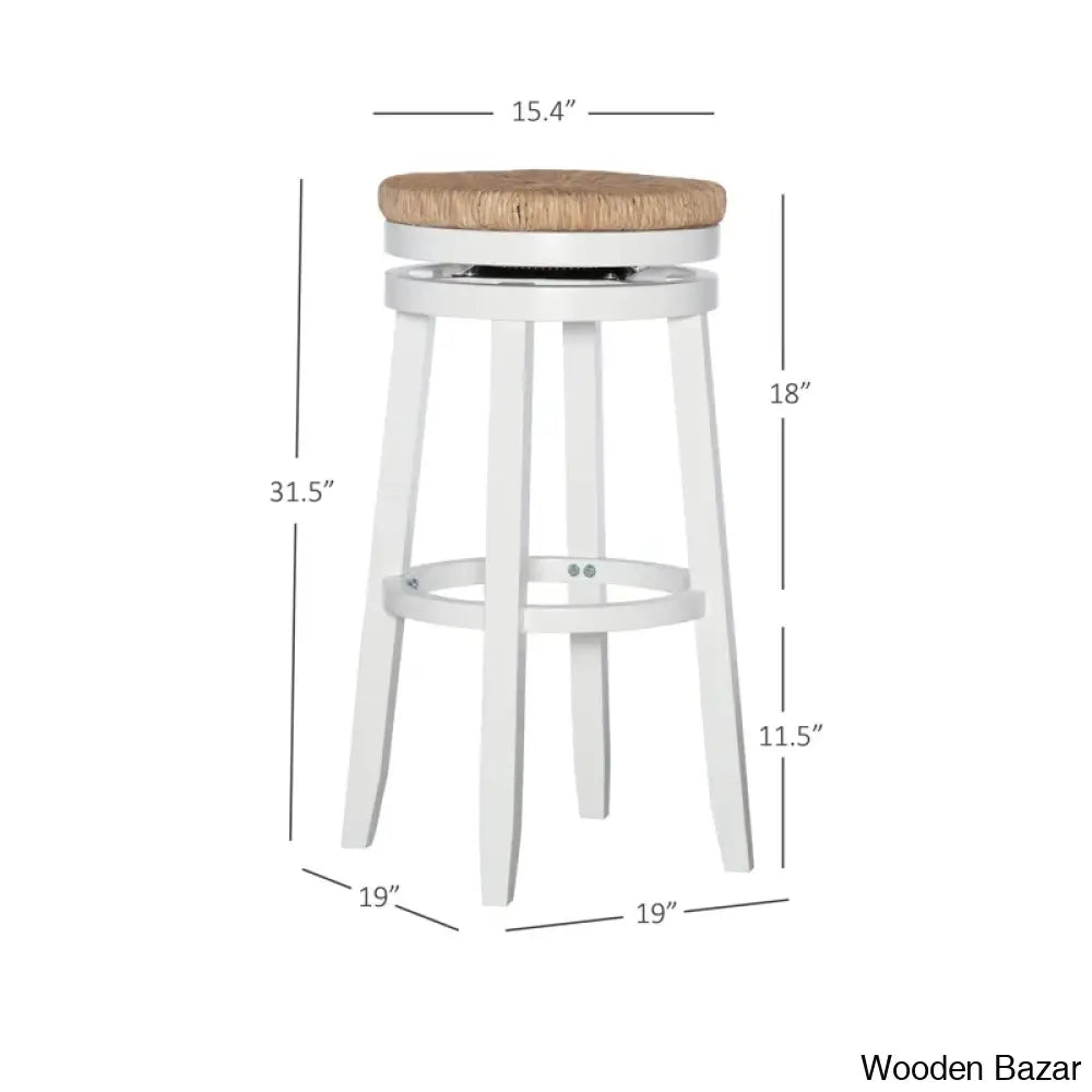 Granvillev Swivel Solid Wood Woven Seat Bar & Counter Stool